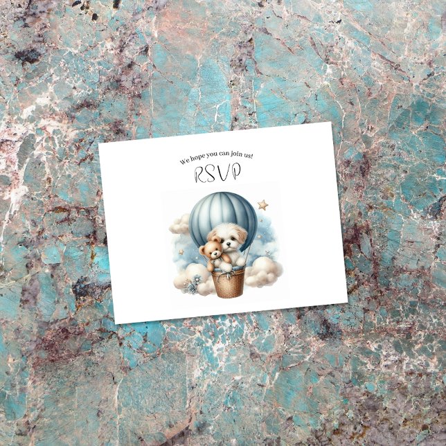 Adventure Baby Shower Puppy Hot Air Balloon RSVP (Creator Uploaded)