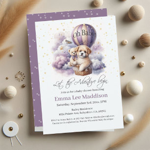 Adventure Baby Shower Puppy in Hot Air Balloon Invitation