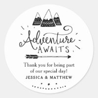 Adventure Baby Shower Stickers with Cute Mountains