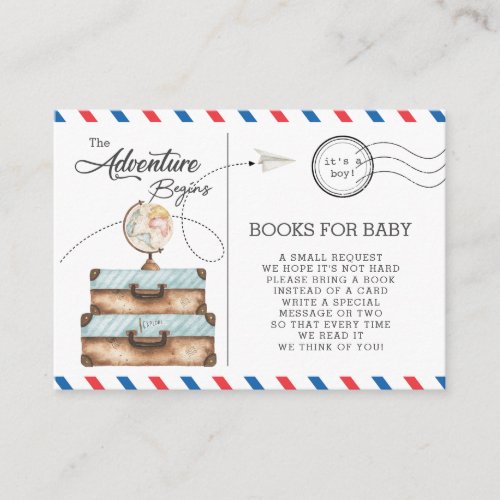 Adventure Baby Shower Travel Books for Baby Enclosure Card