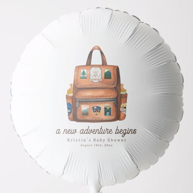 Adventure Backpack + Bottles Woodland Baby Shower Balloon (Front)