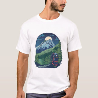 Adventure Backpack Under Moonlit Mountains T-Shirt