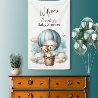 Adventure Balloon Baby Shower Vertical Welcome