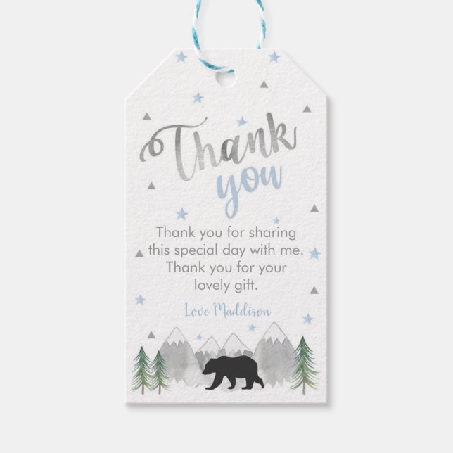 Adventure Bear Favor Tag - Thank you Tag (Front)