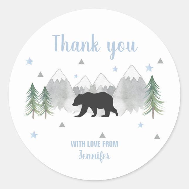 Adventure Bear Sticker Labels - Thank you Stickers (Front)