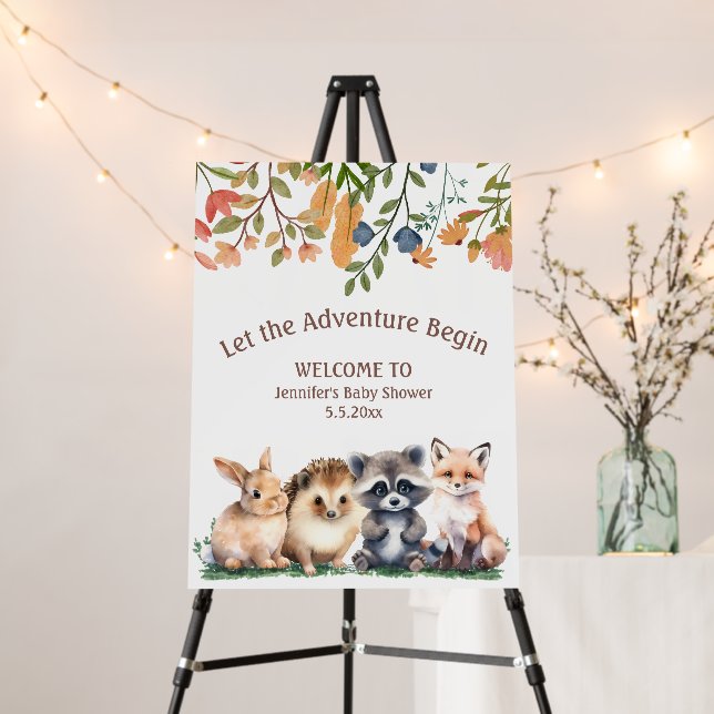  adventure begin animals baby shower welcome foam board (In Situ (Stand))