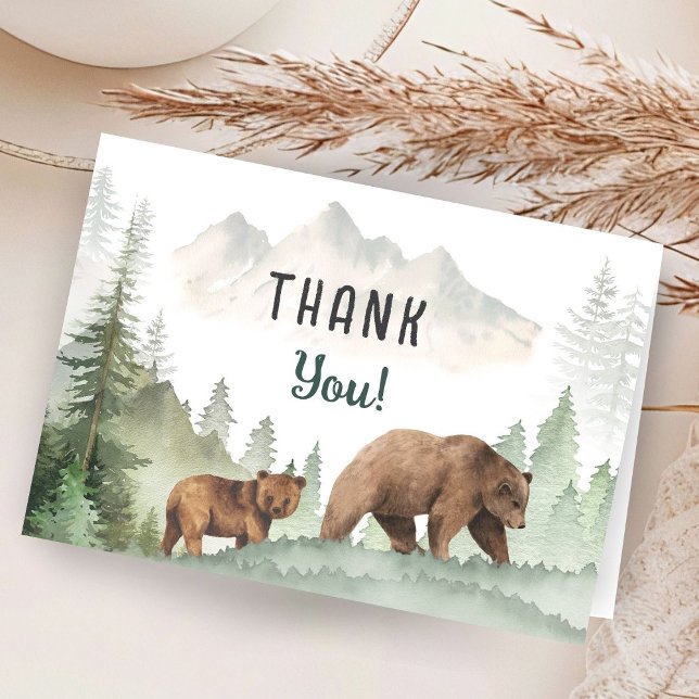 Adventure Begin Baby Shower Bear Folded Thank You (Creator Uploaded)