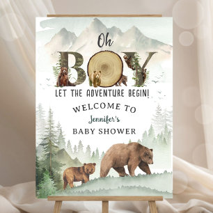 Adventure Begin Baby Shower Boy Woodland Welcome Foam Board