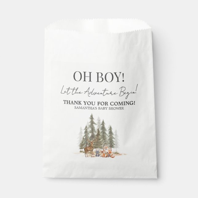 Adventure Begin Baby Shower Favor Bag (Front)