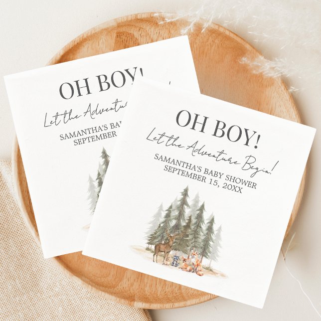 Adventure Begin Baby Shower Napkins (Let the Adventure Begin Woodland Animals Baby Shower Napkin)