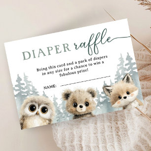Adventure Begin Baby Shower Woodland Diaper Raffle Enclosure Card