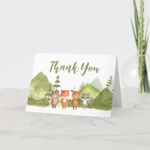 Adventure Begin Forest Mountain Baby Shower Letterpress Thank You Card