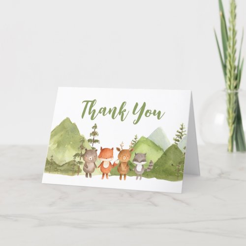 Adventure Begin Forest Mountain Baby Shower  Thank You Card