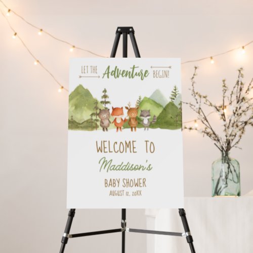 Adventure Begin Forest Mountain Welcome Sign