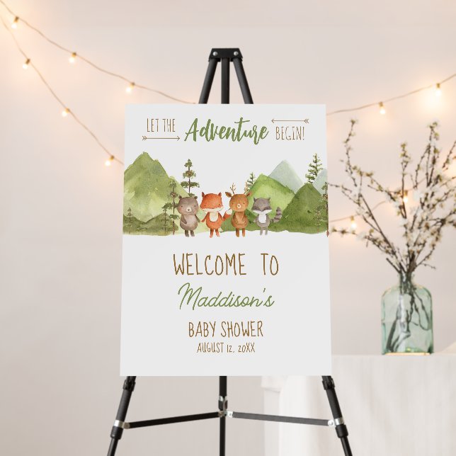 Adventure Begin Forest Mountain Welcome Sign (In Situ (Stand))