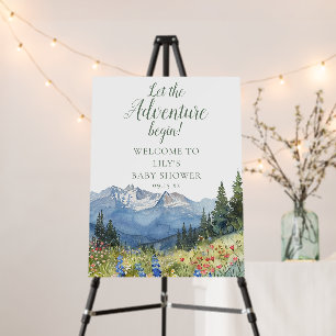 Adventure Begin Mountain Baby Shower Welcome Sign