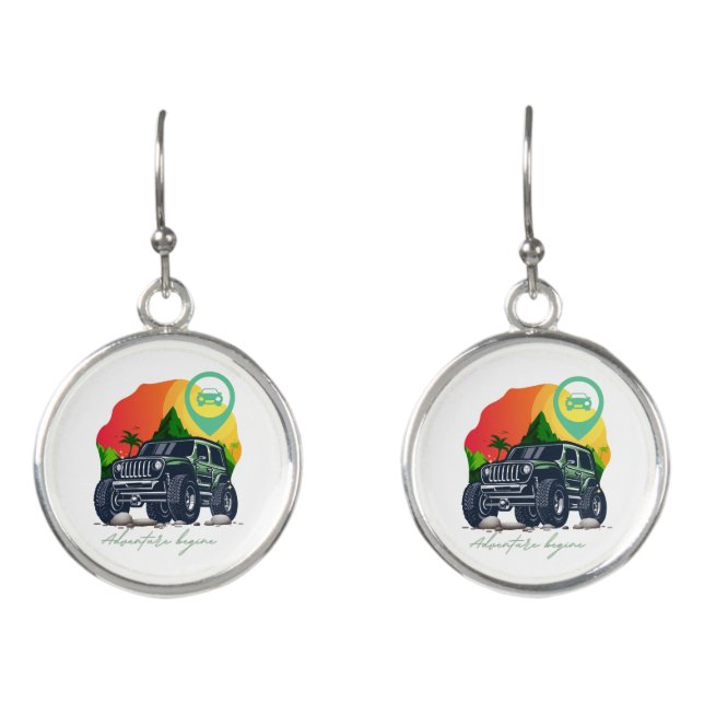 adventure begin, offroad earrings (Front)