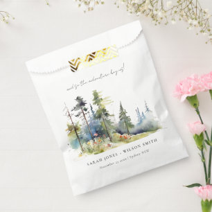 Adventure Begin Pine Forest Landscape Wedding Favor Bag
