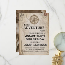 Adventure Begin Vintage Travel Map Birthday