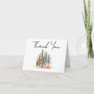 Adventure Begin Winter Woodland Baby Shower Letterpress Thank You Card