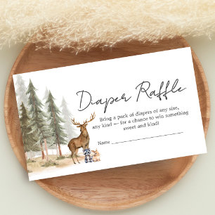 Adventure Begin Woodland Animal Baby Diaper Raffle Enclosure Card