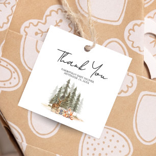 Adventure Begin Woodland Animal Baby Shower Square Favor Tags
