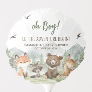 Adventure Begin Woodland Animals Baby Shower Balloon