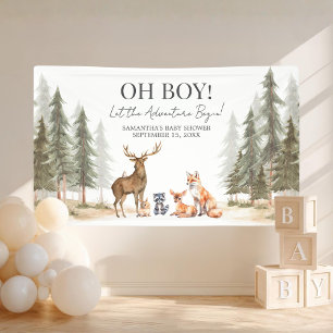 Adventure Begin Woodland Animals Baby Shower Banner