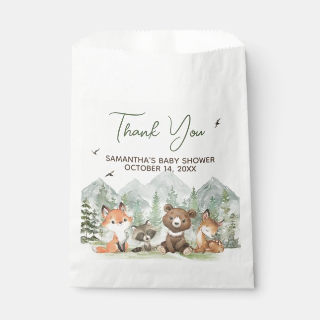 Adventure Begin Woodland Animals Baby Shower Favor Bag (Front)