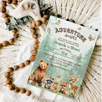 Adventure Begin Woodland Animals baby shower Invitation