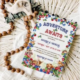 Adventure Begin Woodland Animals Baby Shower Invitation