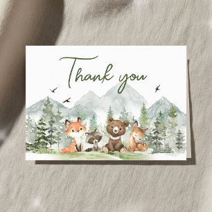Adventure Begin Woodland Animals Baby Shower Letterpress Thank You Card