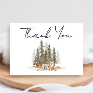 Adventure Begin Woodland Animals Baby Shower Letterpress Thank You Card