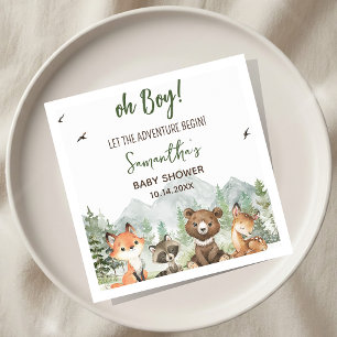 Adventure Begin Woodland Animals Baby Shower Napkins