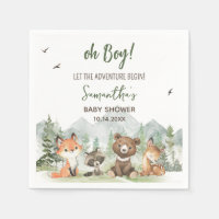 Adventure Begin Woodland Animals Baby Shower