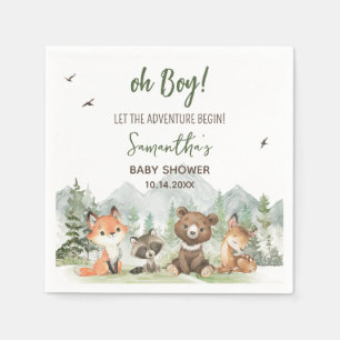 Adventure Begin Woodland Animals Baby Shower Napkins