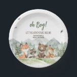 Adventure Begin Woodland Animals Baby Shower Paper Plates<br><div class="desc">Make your Adventure Awaits baby shower extra special with these delightful round paper plates! Sturdy yet stylish,  these plates are perfect for serving delicious bites while complementing your theme in the most adorable way.

BS496 A</div>