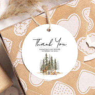 Adventure Begin Woodland Animals Baby Shower Round Favor Tags