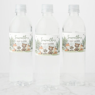 Adventure Begin Woodland Animals Baby Shower Water Bottle Label