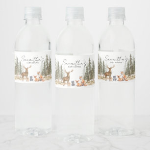 Adventure Begin Woodland Animals Baby Shower Water Bottle Label