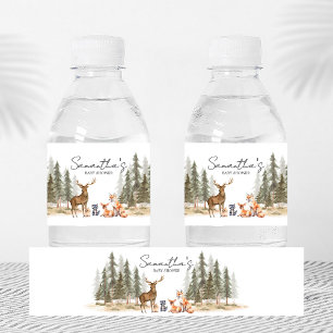 Adventure Begin Woodland Animals Baby Shower Water Bottle Label