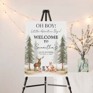 Adventure Begin Woodland Animals Baby Welcome Sign