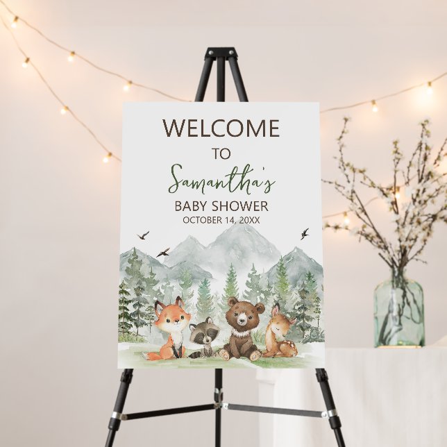 Adventure Begin Woodland Animals Welcome Sign (In Situ (Stand))