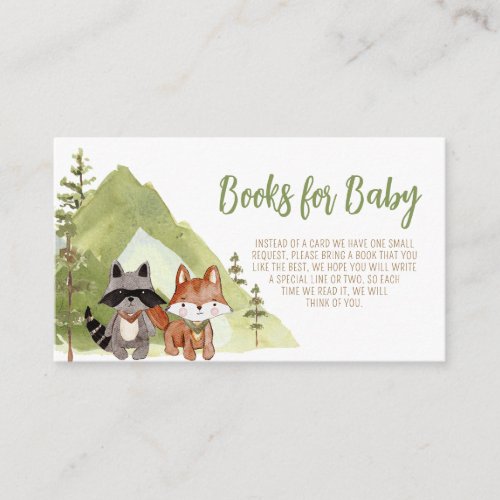 Adventure Begin Woodland Baby Shower Book for Baby Enclosure Card