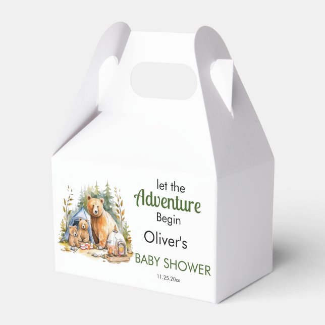 Adventure Begin Woodland Baby Shower Favor Boxes (Front Side)
