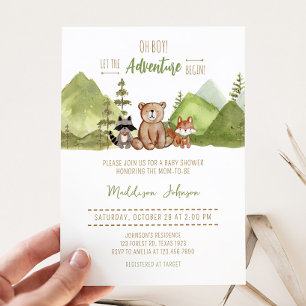 Adventure Begin Woodland Baby Shower Invitation