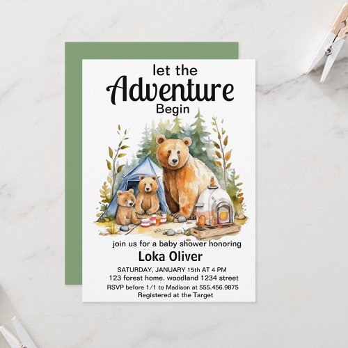 Adventure Begin Woodland Baby Shower Invitation