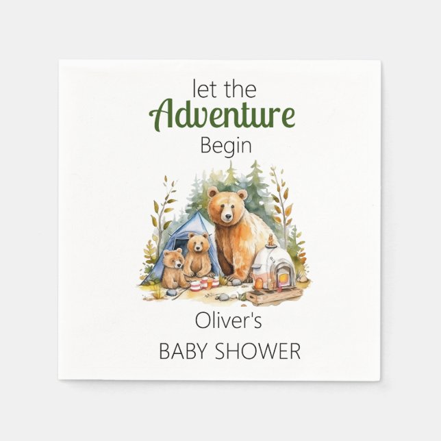 Adventure Begin Woodland Baby Shower  Napkins (Front)