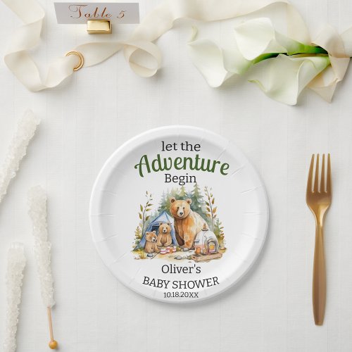 Adventure Begin Woodland Baby Shower  Paper Plates