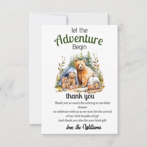 Adventure Begin Woodland Baby Shower  Thank You Card